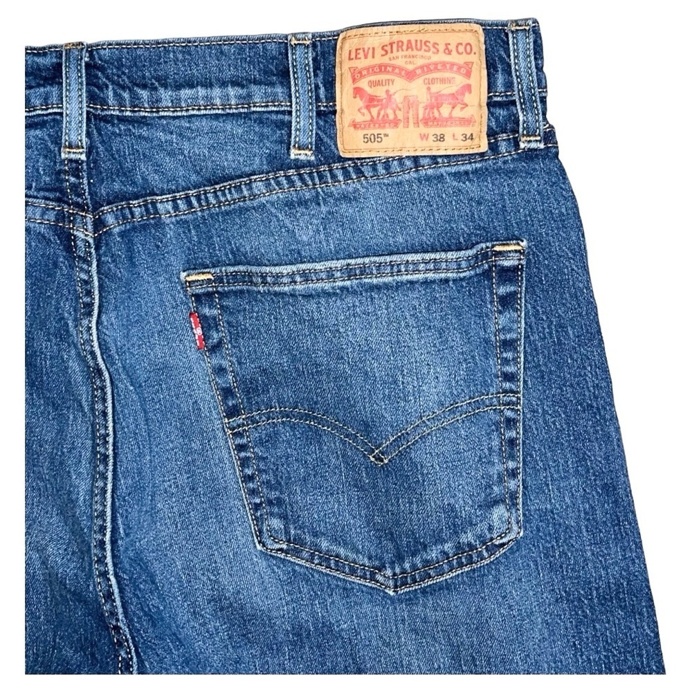 Levi’s 505 Jeans Men’s Size 38x34 Blue Straight - Picture 8 of 9